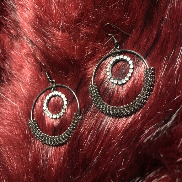 Luna Loop Clear Crystal Dangle Earrings - Picture 3 of 5